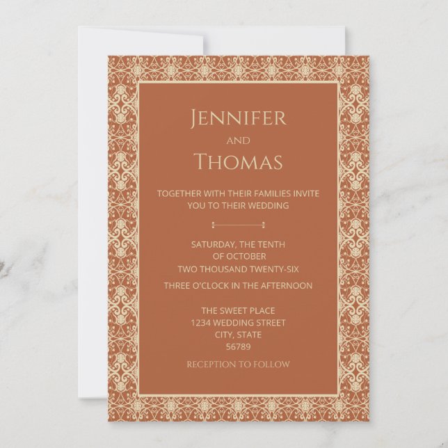 Invitation Mariage Boho Vintage Terracotta (Devant)
