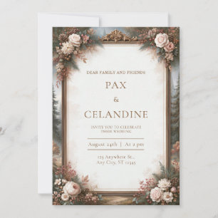 Invitation Mariage Bois Doré Antique Rose des Bois