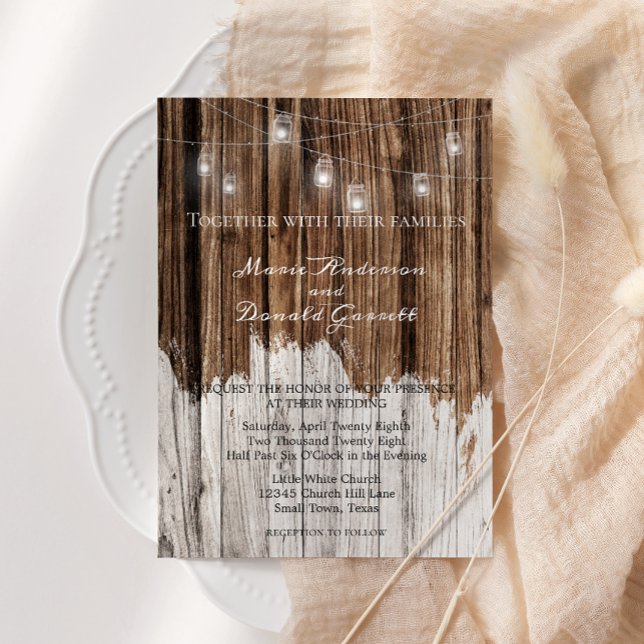 Invitation Mariage Bois Rustique et Lanternes (Créateur téléchargé)