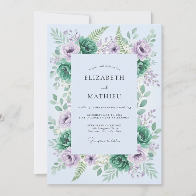 Invitation Mariage Bois Verdoyant de Lavande (Devant)