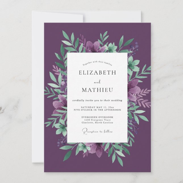 Invitation Mariage Boisé au Plumage Maussade (Devant)