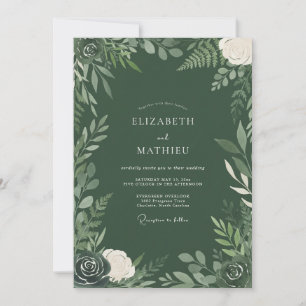 Invitation Mariage Boisé Opulent Vert Chasseur