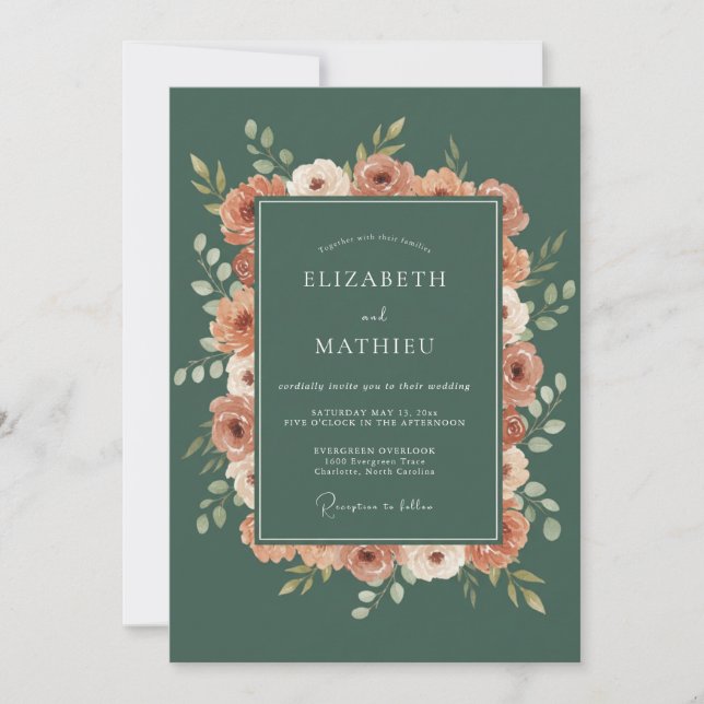 Invitation Mariage Boisé Sublime au Vert Sauge (Devant)