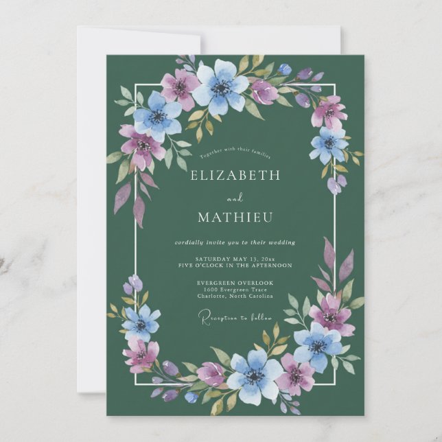 Invitation Mariage Boisé Vert Forêt Humeur (Devant)