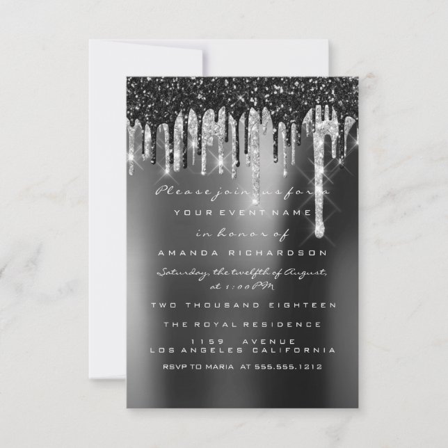 Invitation Mariage Boisée Argent Noir Sépia Mariée (Devant)