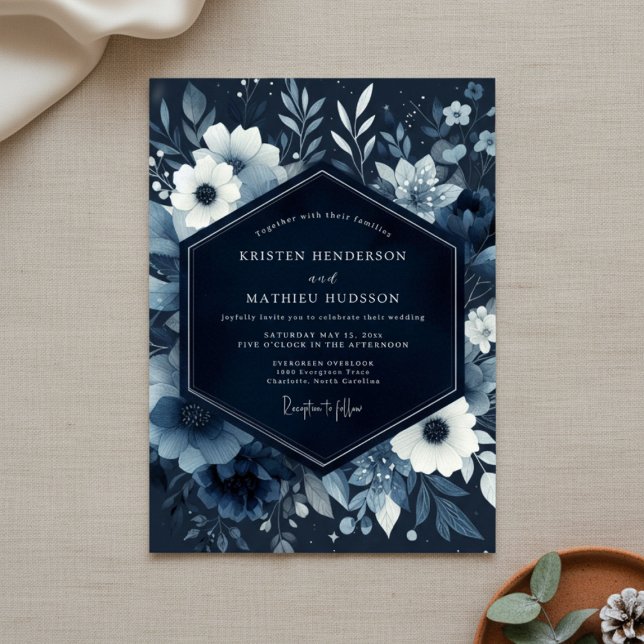 Invitation Mariage Boisée Fleur d'Indigo (Créateur téléchargé)