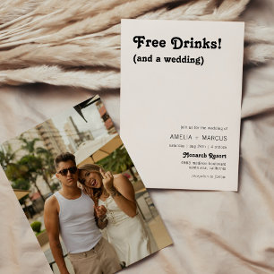 Invitation Mariage Boissons Gratuites Chic Rétro Moderne