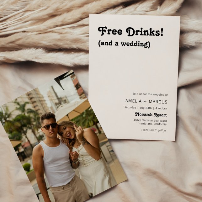 Invitation Mariage Boissons Gratuites Chic Rétro Moderne (Créateur téléchargé)