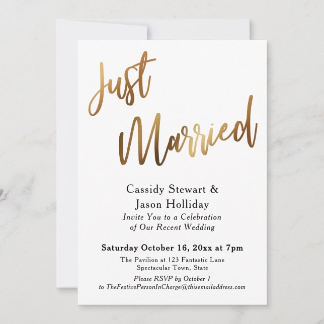 Invitation Mariage Bokeh Noir Dos Réception Or (Devant)
