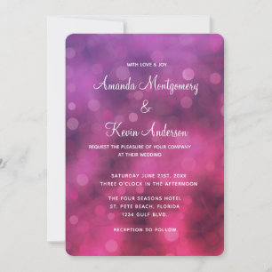 Invitation Mariage Bokeh rose et violet