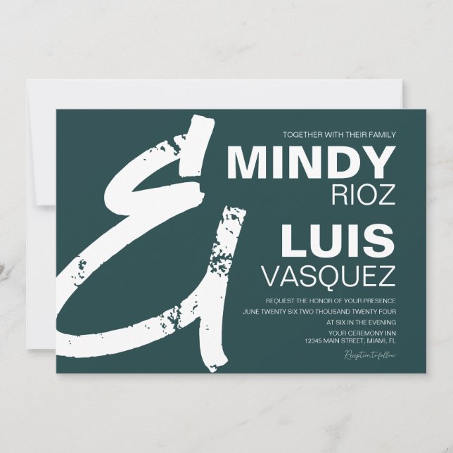 Invitation Mariage BOLD AMPERSAND Grunge  (Devant)