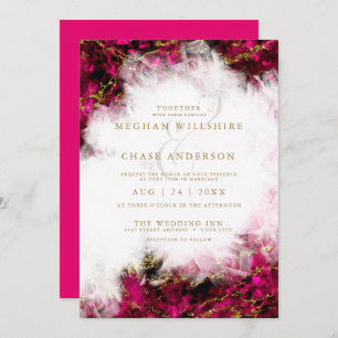 Invitation Mariage Bold Pink Tourmaline et Crystal Geode