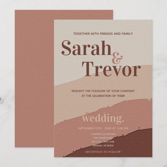 Invitation Mariage Bold Typographie Dusty Rose (Devant / Derrière)