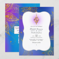 Mariage Bollywood Arabe feuille d'or Code QR RSVP