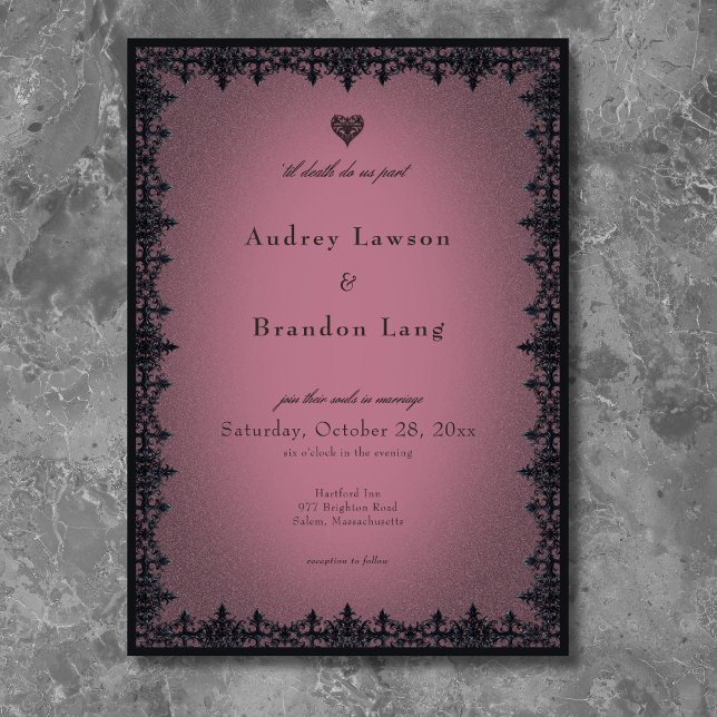 Invitation Mariage bordeaux frontière de fer gothique victori (Victorian Gothic Iron Border Burgundy Wedding Invitation)