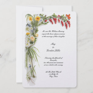 Invitation Mariage Bordure Florale Botanique Couleur Rétro