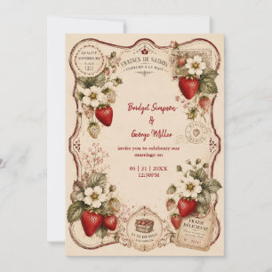 Invitation Mariage Botanique à la Fraise Victorien