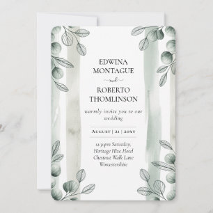 Invitation Mariage Botanique à la Sauge Eucalyptus Héritage