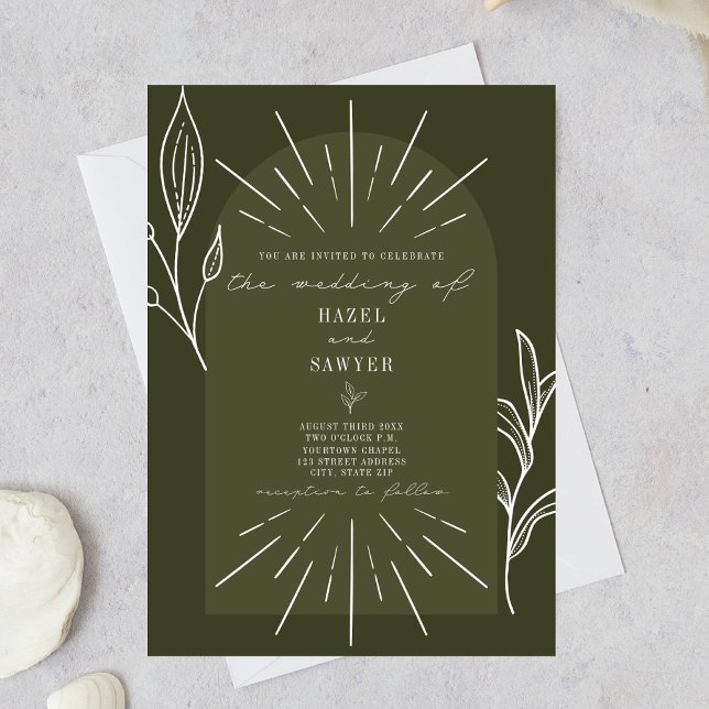 Invitation Mariage Botanique à l'Arche de Ligne Verte (Créateur téléchargé)