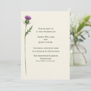 Invitation Mariage Botanique à l'Étincelle de Chardon Écossai