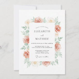 Invitation Mariage Botanique Aérien Terracotta
