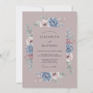 Invitation Mariage Botanique Antique Mauve