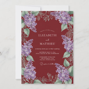 Invitation Mariage Botanique Aquarelle au Lilas de Bourgogne