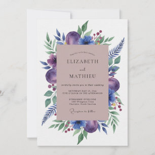 Invitation Mariage Botanique Aquarelle aux Prunes