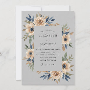 Invitation Mariage Botanique Atmosphérique au Charbon