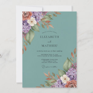 Invitation Mariage Botanique Atmosphérique Sarcelle