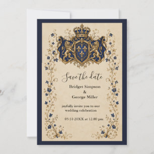 Invitation Mariage Botanique au Blason Royal Lion Médiéval