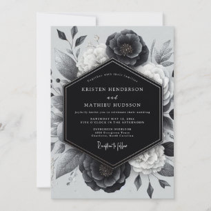Invitation Mariage Botanique au Charbon Romantique
