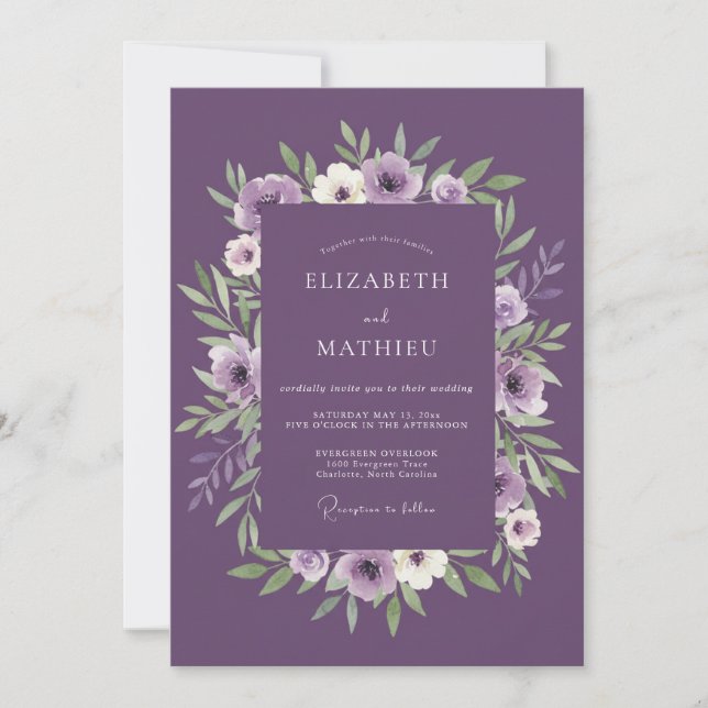 Invitation Mariage Botanique au Charme de la Prune (Devant)