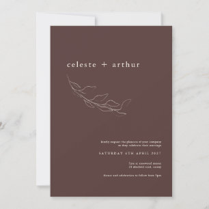 Invitation Mariage Botanique au Chocolat Brun Élégant