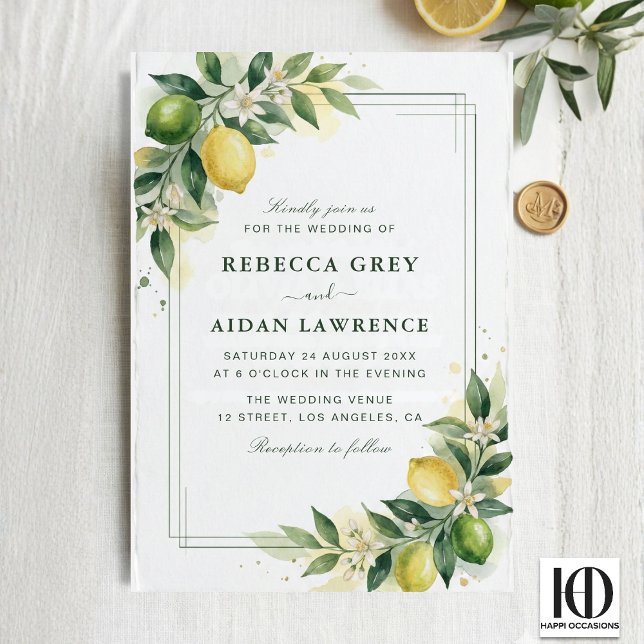 Invitation Mariage botanique au citron vert aquarelle (Créateur téléchargé)