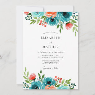 Invitation Mariage Botanique au Corail Saphyréclatant