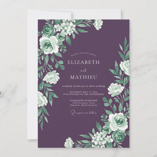 Invitation Mariage Botanique au Plum Stately (Devant)