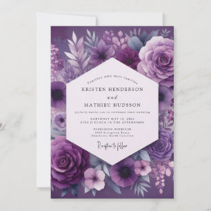 Invitation Mariage Botanique Aubergine Luxuriant