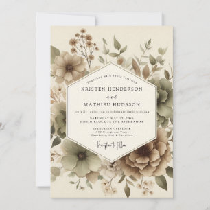 Invitation Mariage Botanique Automnal Beige