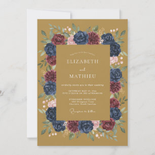 Invitation Mariage Botanique Automnal de la Marine Riche