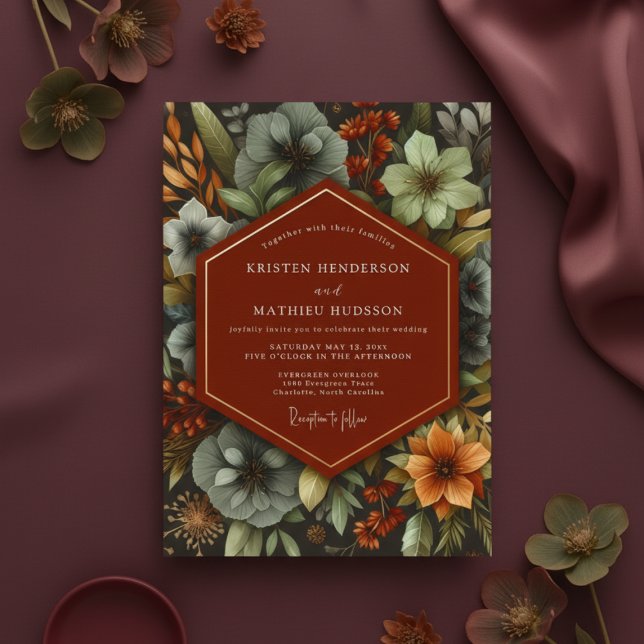 Invitation Mariage Botanique Automnal en Terracotta (Créateur téléchargé)