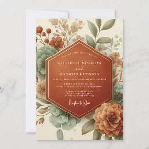 Invitation Mariage botanique automnal en terre cuite
