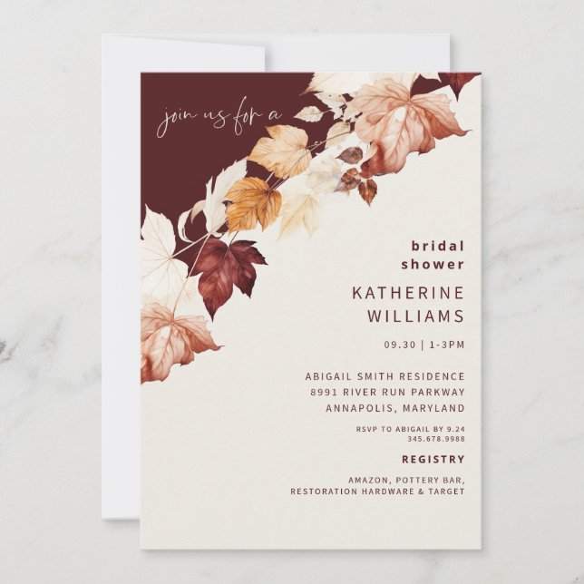 Invitation Mariage botanique aux canneberges (Devant)