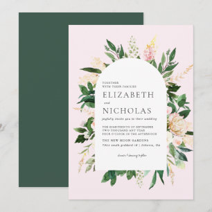 Invitation Mariage botanique aux florales roses et verdure
