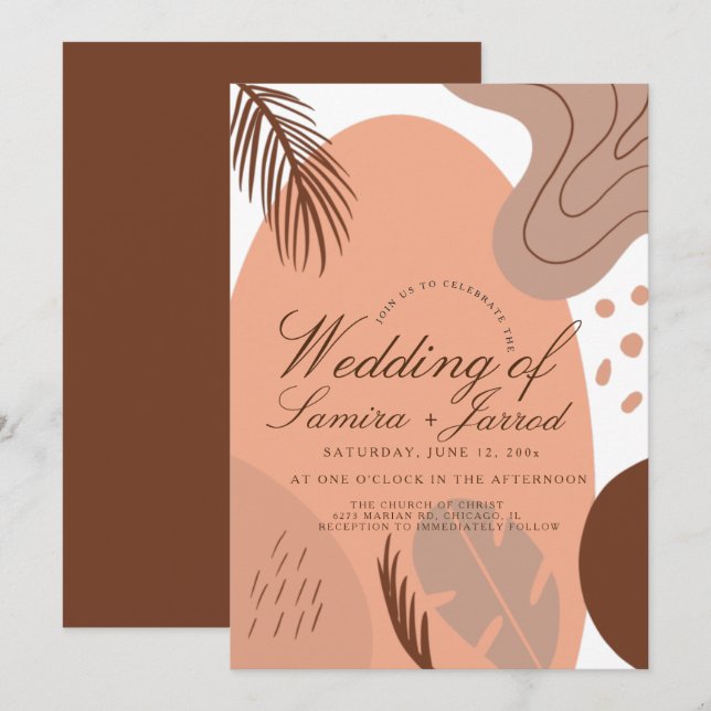 Invitation Mariage Botanique aux Formes Organiques d'Archipel (Devant / Derrière)
