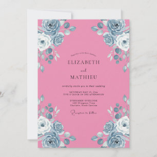 Invitation Mariage Botanique aux Touches Roses Frappantes
