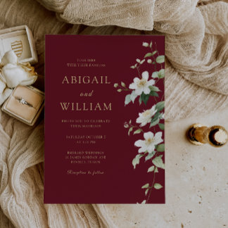 Invitation Mariage botanique blanc fleur sauvage Bourgogne