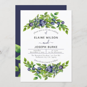 Invitation mariage botanique bleu bleus