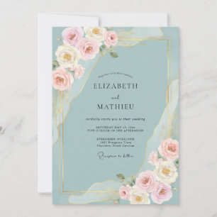 Invitation Mariage Botanique Bleu Poudre