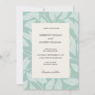 Invitation Mariage botanique bohème bleu côtier